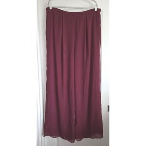 DB Studio Celebrate Wine Hi Rise Wide Leg Flowy Chiffon Long‎ Pants Women Sz 1X